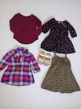 Toddler Girl Size 2T Clothing Lot 5pc Dresses Tops Sandals Mixed Basic Brands